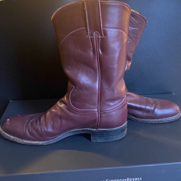 Justin Leather Boots. Burgundy Brown-Red. Soft Leather. Size 6.5B - Picture 2 of 5